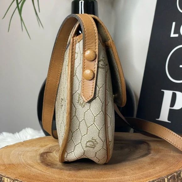 Christian Dior Vintage Honeycomb with Tan Leather Crossbody - Picture 5 of 8